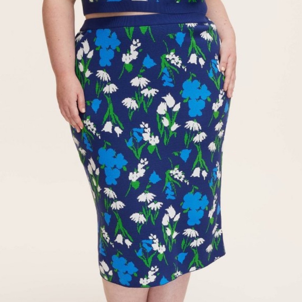 kate spade Navy Floral Midi Skirt